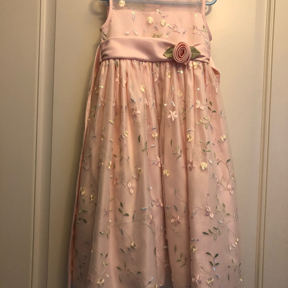 Pink Floral Embroidered Dress